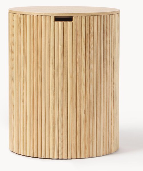 Kulatý dřevěný odkládací stolek's úložným prostorem Nele