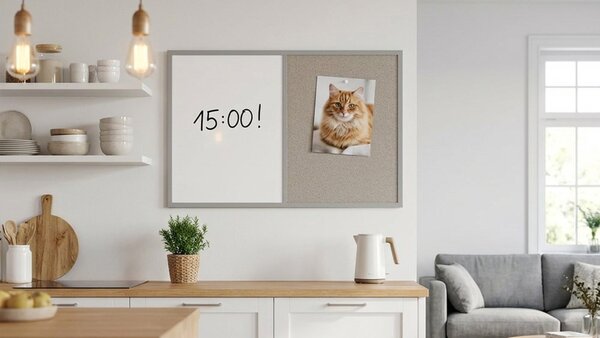 Allboards,Tabule COMBI -šedý korek a magnetická bílá 60x40 s šedým lakovaným dřevěným rámem,TMK64GREY