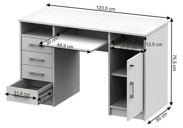 KONDELA PC stůl, bílá, B9 NEW