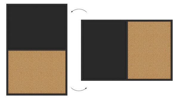 Tabule COMBI - korek a magnetická černá tabule 90x60cm s černým lakovaným dřevěným rámem, TMK96_0001