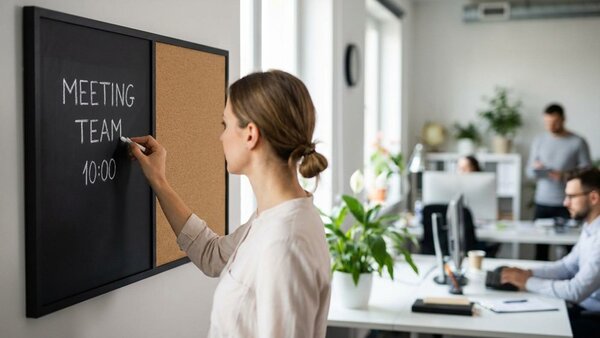 Tabule COMBI - korek a magnetická černá tabule 90x60cm s černým lakovaným dřevěným rámem, TMK96_0001