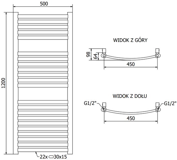 Mexen Helios, elektrické topné těleso 1200 x 500 mm, 600 W, zlatá lesklá, W103-1200-500-2600-50