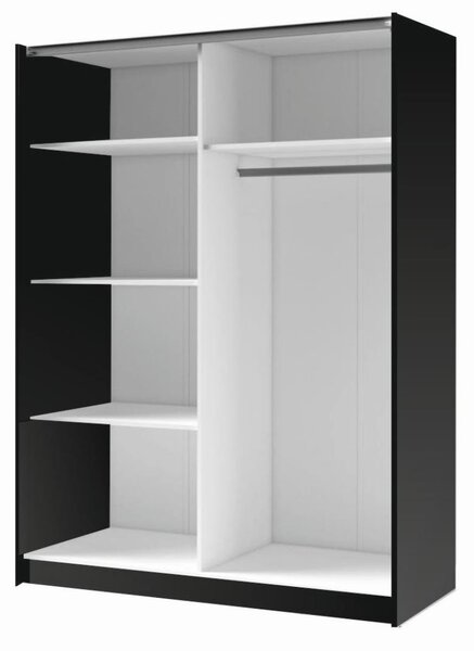Šatní skříň se zrcadlem 151 cm YUMBO - dub artisan / černá
