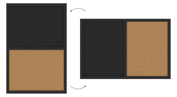Tabule COMBI - korek a magnetická černá tabule 60x40cm s černým lakovaným dřevěným rámem, TMK64_0001