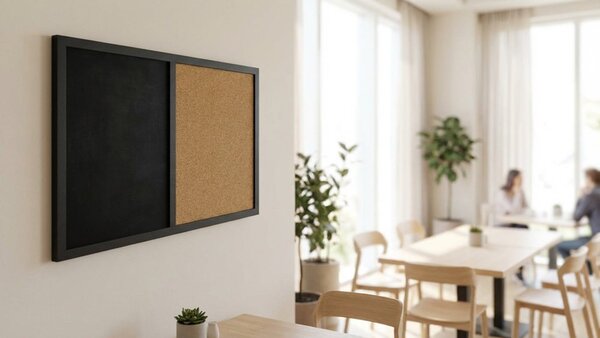 Tabule COMBI - korek a magnetická černá tabule 60x40cm s černým lakovaným dřevěným rámem, TMK64_0001
