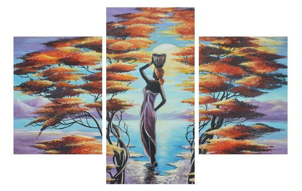 Orientální obraz ženy, stromů a slunce (90x60 cm)