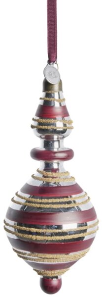 Lene Bjerre Skleněná ozdoba Stribille Dark Red - 16 cm LB179