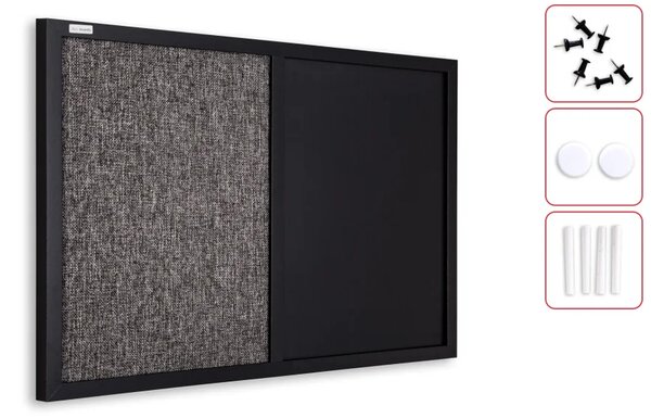 Tabule COMBI černá magnetická a textilní tabule 60x40 cm v dřevěném lakovaném rámu, TMK64_0004