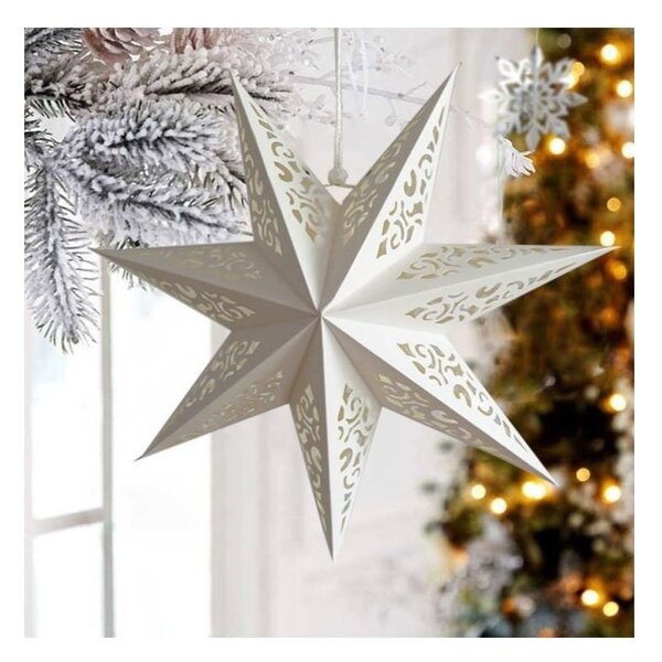Vánoční papírová hvězda sedmicípá STARLET DELUXE 35 cm, bílá