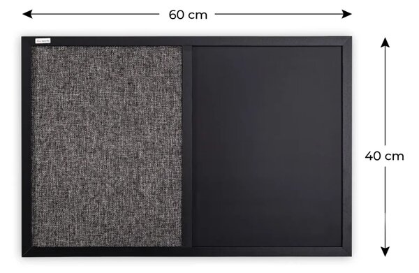 Tabule COMBI černá magnetická a textilní tabule 60x40 cm v dřevěném lakovaném rámu, TMK64_0004