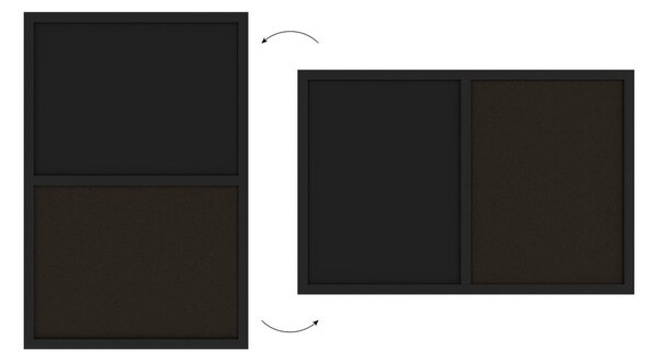 Tabule COMBI - černý korek a magnetická černá tabule 60x40cm s černým lakovaným dřevěným rámem, TMK64_0002