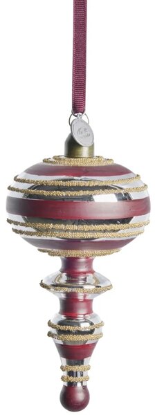 Lene Bjerre Skleněná ozdoba Stribille Dark Red - 13 cm LB180