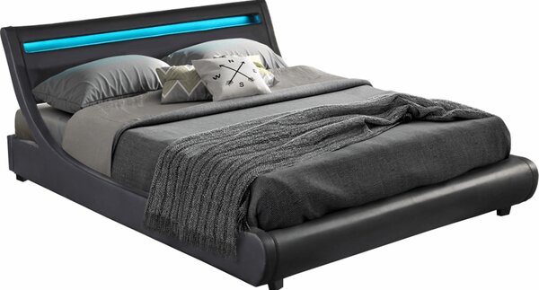 Tempo Kondela Čalouněná postel FELINA 160x200, s LED osvětlením, černá