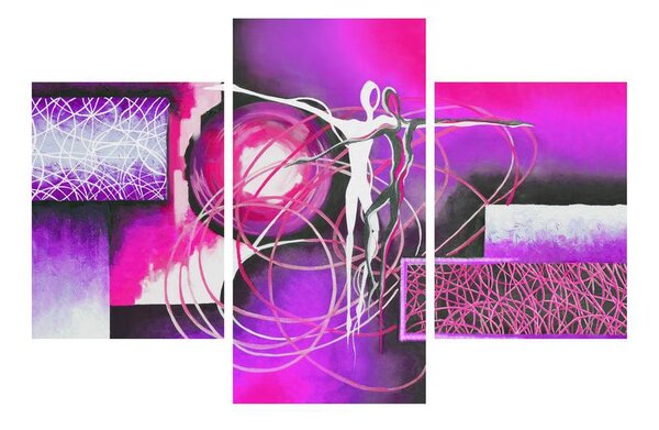 Abstraktní obraz fialových tanečníků (90x60 cm)