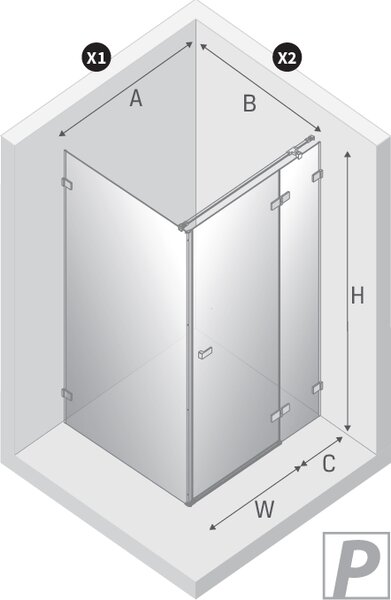New Trendy Avexa Nickel Brushed sprchový kout 90x90 cm čtvercový nikl kartáčovaný/průhledné sklo EXK-8509