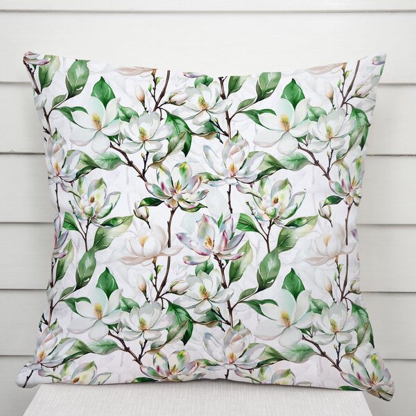 Biante Dekorační povlak na polštář TF-117 Květy magnolie na bílém 30 x 50 cm