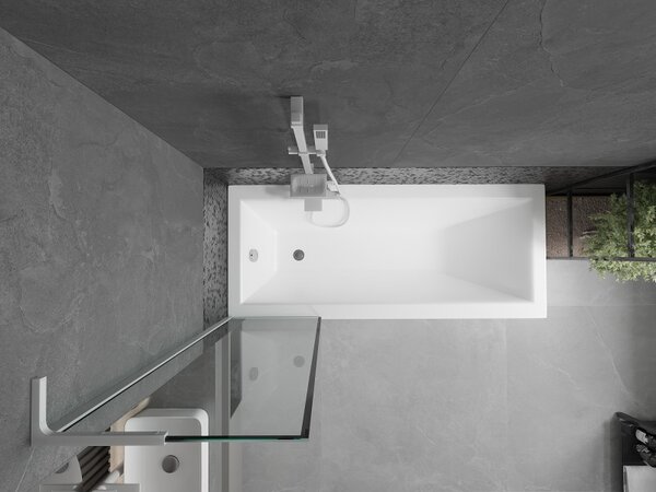 Mexen Next L, 1-křídlová vanová zástěna 50 x 150 cm, 6mm čiré sklo-černý vzor, ​​bílý profil, 895-050-000-03-70-20