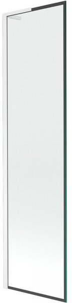 Mexen Next L, 1-křídlová vanová zástěna 50 x 150 cm, 6mm čiré sklo-černý vzor, ​​bílý profil, 895-050-000-03-70-20