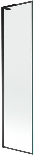 Mexen Next L, 1-křídlová vanová zástěna 50 x 150 cm, 6mm čiré sklo-černý vzor, ​​černý profil, 895-050-000-03-70-70