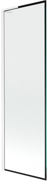 Mexen Next L, 1-křídlová vanová zástěna 60 x 150 cm, 6mm čiré sklo-černý vzor, ​​bílý profil, 895-060-000-03-70-20