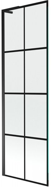Mexen Next L, 1-křídlová vanová zástěna 60 x 150 cm, 6mm čiré sklo-černý vzor, ​​černý profil, 895-060-000-03-77-70