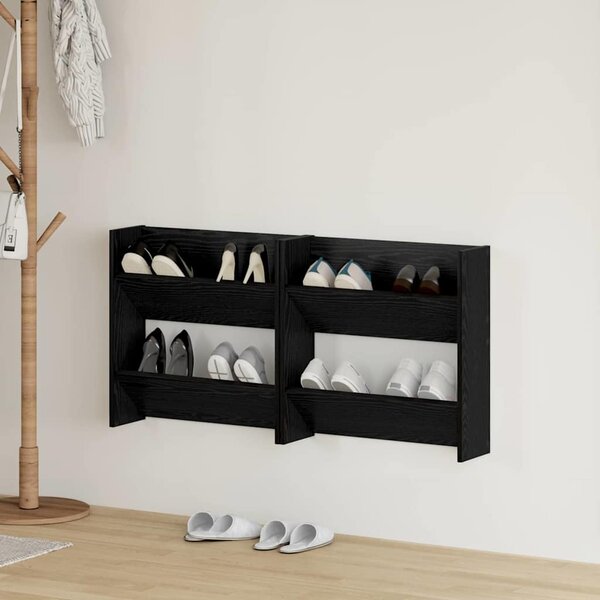 Skříň na obuv 2 ks 60 x 18 x 60 cm Kompozitní dřevo Černý dub