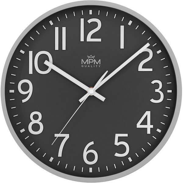 MPM Nástěnné černo-šedé elegatní hodiny MPM Naxer - C E01.4505.9290