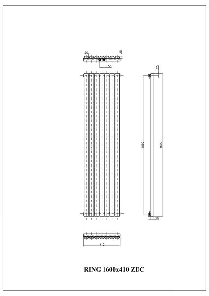 Luxrad Ring dekorativní radiátor 160x41 cm podłączenie spodní černá RIN1600410S040ZDC