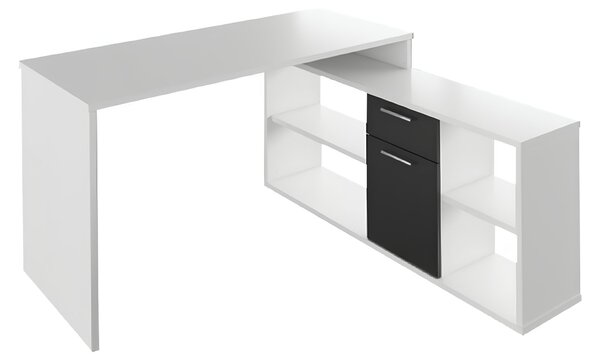 KONDELA PC stůl, bílá / černá, NOE NEW