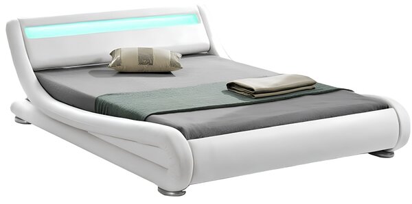 KONDELA Moderní postel s RGB LED osvětlením, bílá, 160x200, FILIDA