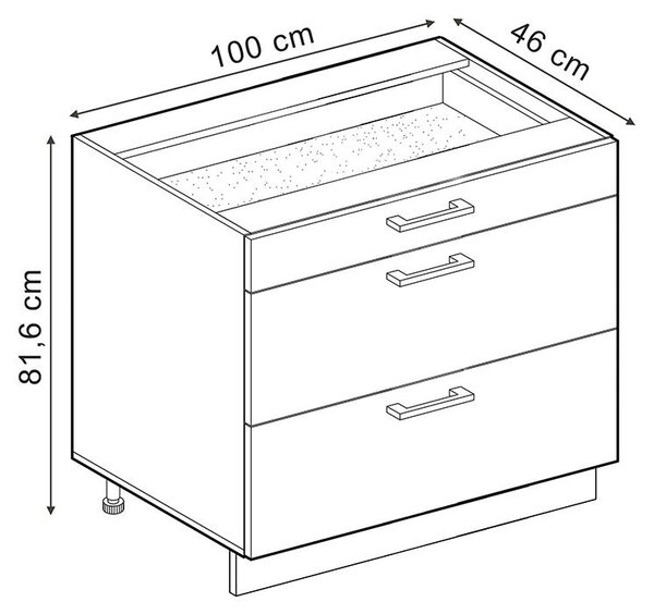 Spodní skříňka kuchyňské linky Vicco R-Line Černý beton/Bílá 100 cm bez pracovní desky, Model 71523