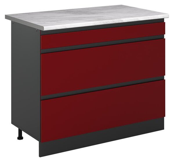 Spodní skříňka kuchyňské linky Vicco R-Line Červená/Antracit 100 cm pracovná doska Mramor, Model 71566