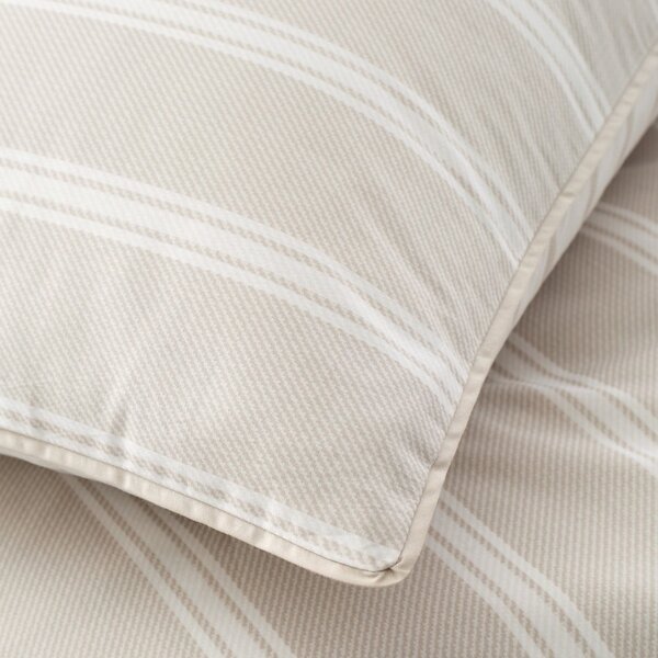 Béžové bavlněné prodloužené povlečení na dvoulůžko 230x220 cm Ashford Stripe – Bianca