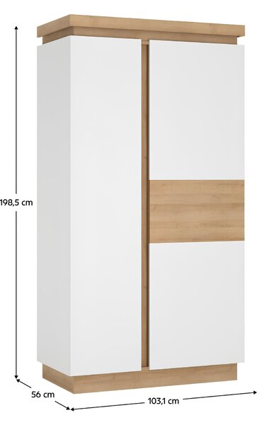 KONDELA Skříň LYOS01, dub riviera / bílá s extra vysokým leskem, LEONARDO