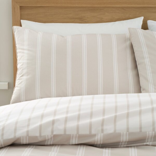 Béžové bavlněné prodloužené povlečení na dvoulůžko 230x220 cm Ashford Stripe – Bianca
