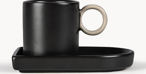 Porcelánové šálky na espresso's podšálky Niki, 2 ks