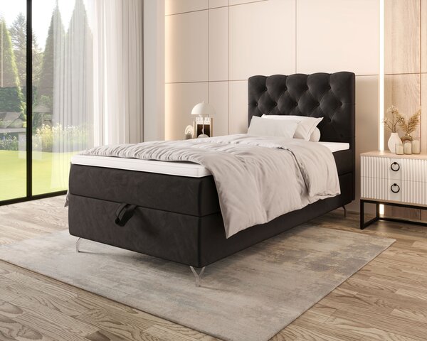 Čalouněná boxspringová postel 120x200 ADRIA 2 - tmavě šedá