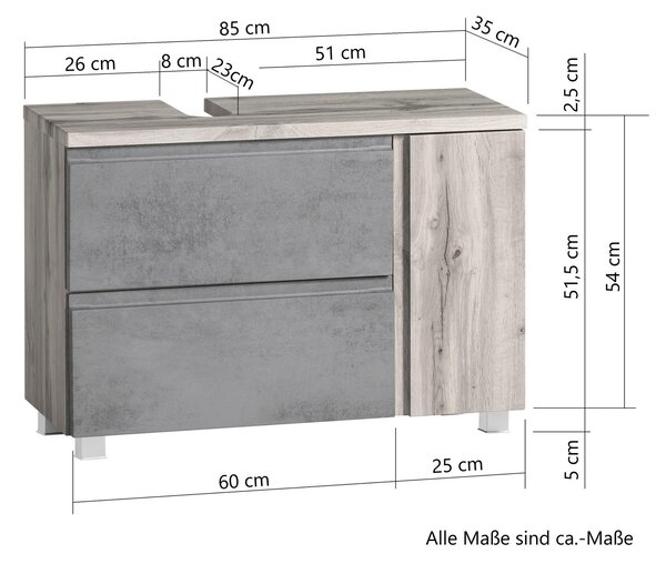 SKŘÍŇKA POD UMYVADLO, 85/56/35 cm Held - Koupelnové série, Online Only