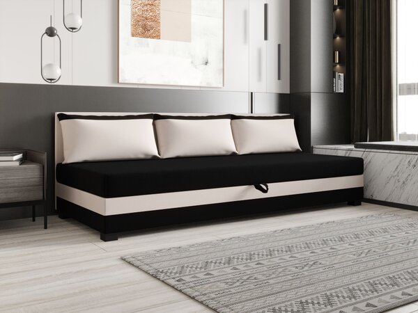 Jednolůžková postel 120x195 ZAJDA BIZ 2 s úložným prostorem - černá / ecru
