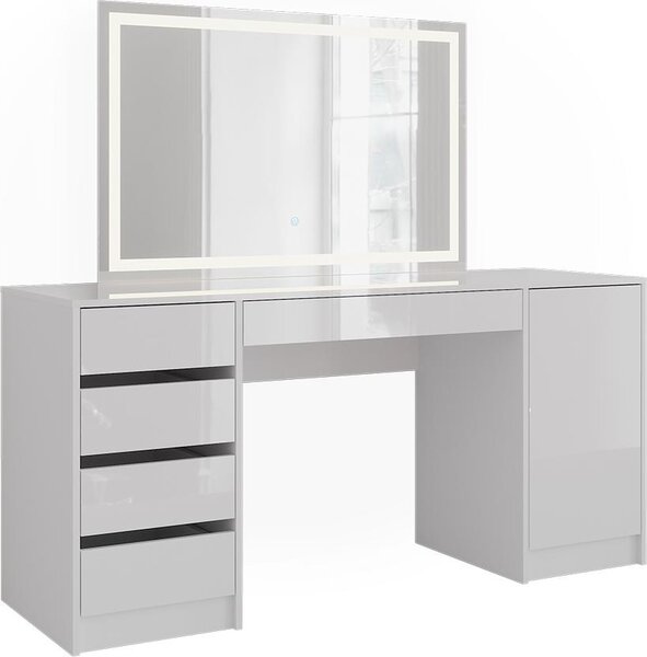 Toaletní stolek Vicco Sherry Bílá/Bílá vysoký lesk 158.2 cm se zrcadlem LED, Model 57671