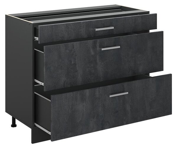 Spodní skříňka kuchyňské linky Vicco R-Line Černý beton/Antracit 100 cm pracovná doska Mramor, Model 71581