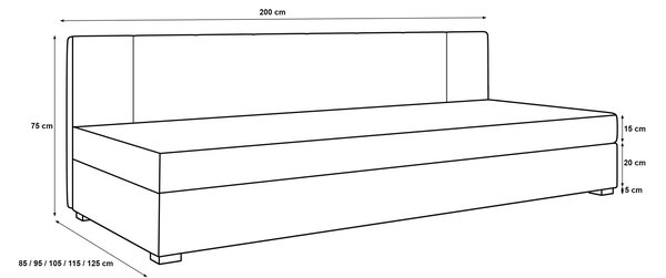 Čalouněná jednolůžková postel 80x195 ARIADNA BIZ 1 - hnědá / ecru