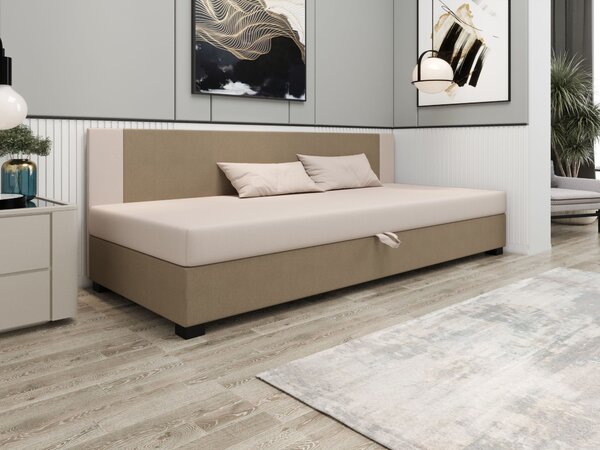 Čalouněná jednolůžková postel 80x195 ARIADNA BIZ 1 - hnědá / ecru