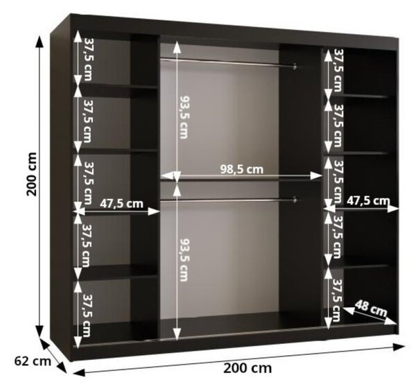 Šatní skříň s posuvnými dveřmi 200 cm CASANDRA - kašmír