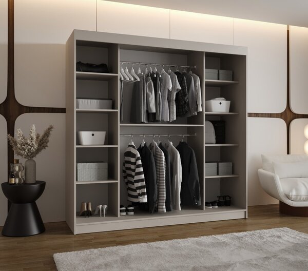 Šatní skříň s posuvnými dveřmi 200 cm CASANDRA - kašmír