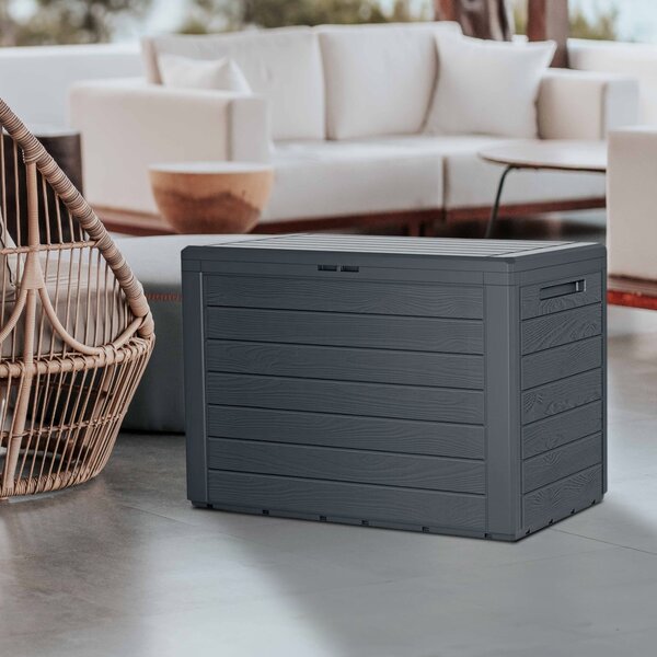 Zahradní úložný box WOODEBOX, 190L, 78x44x55cm, antracitová Prosperplast