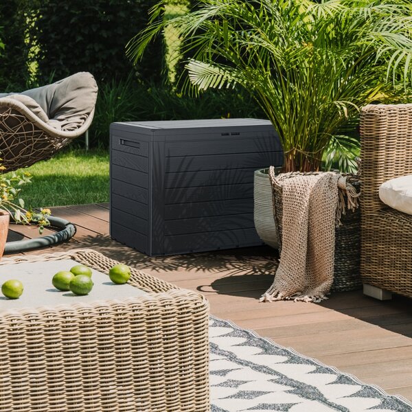 Zahradní úložný box WOODEBOX, 190L, 78x44x55cm, antracitová Prosperplast