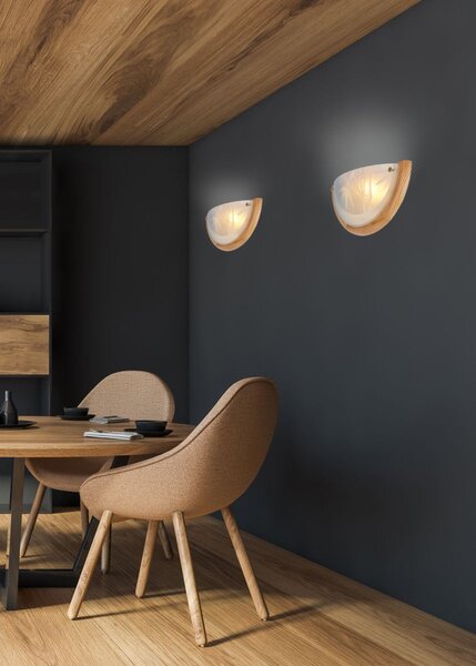 Nástěnné dřevěvné osvětlení BAMBOO - 1xE27, 60W, hnědé / čiré