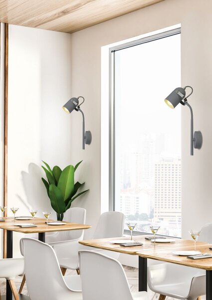 Nástěnná bodová lampa na čtení GRAY - 1xE14, 40W, šedá
