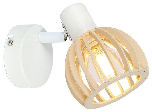 Nástěnné bodové osvětlení ATARRI - 1xE14, 25W, přírodní dřevo / bílé